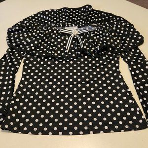 JASMINE BLACK WHITE POLKA DOTS WIDE BELL SLEEVES